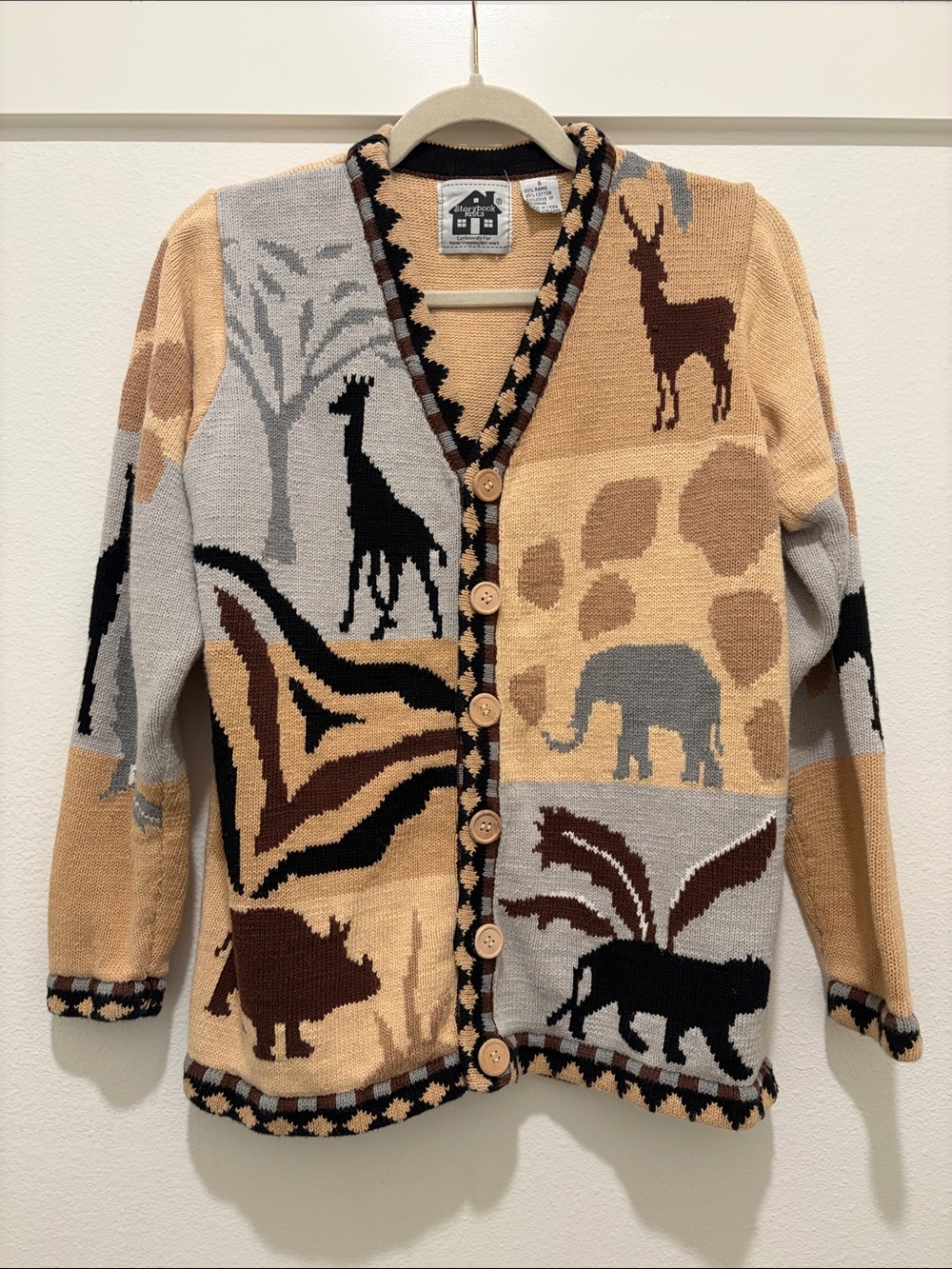 Storybook Knits Black and Beige Knit Cardigan